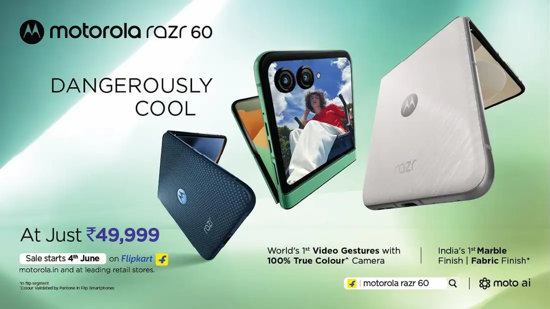 Motorola Razr 60 India launch foldable phone unfolded showing dual OLED displays