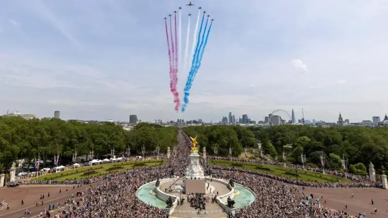 Trooping the Colour 2025: Red Arrows flypast over Buckingham Palace with eco-friendly vapour trails